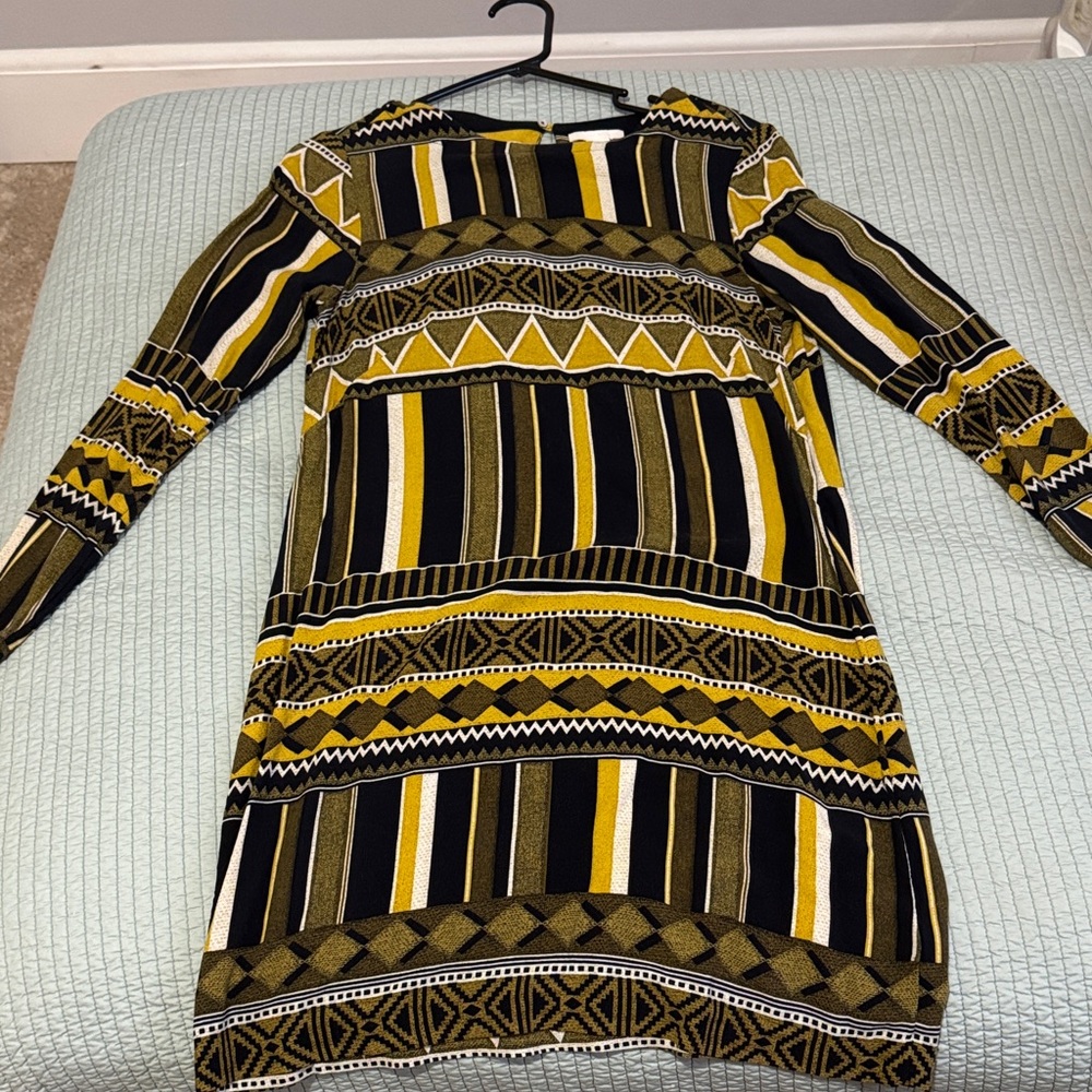 H&M Long Sleeve Dress - Black, Yellow, White